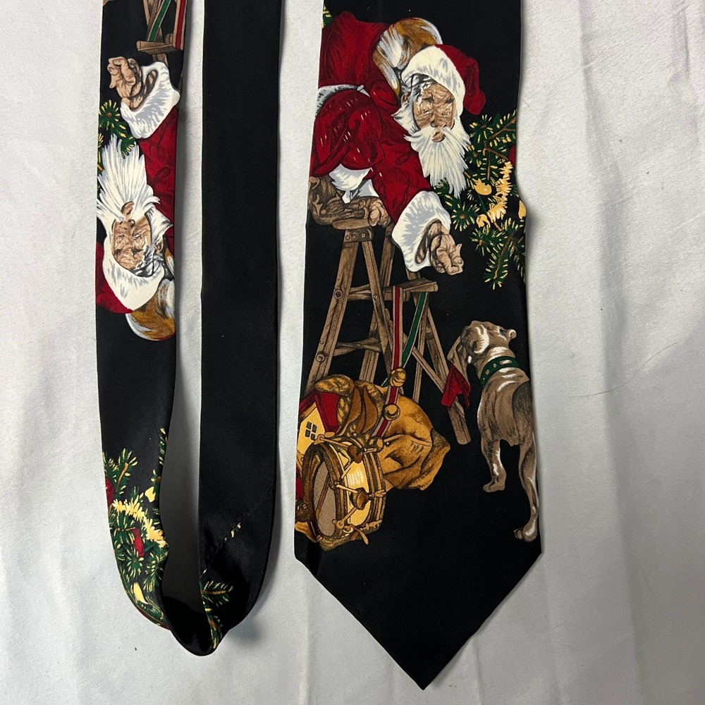 The Saturday Evening Post 1996 Santa Dog Christmas Silk Necktie Rare Holiday‎